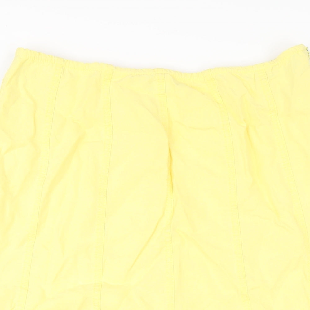 Viyella Womens Yellow Linen A-Line Skirt Size 14 Zip