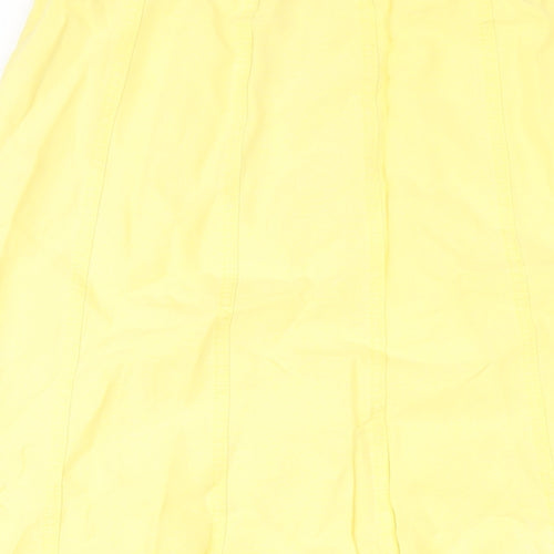 Viyella Womens Yellow Linen A-Line Skirt Size 14 Zip