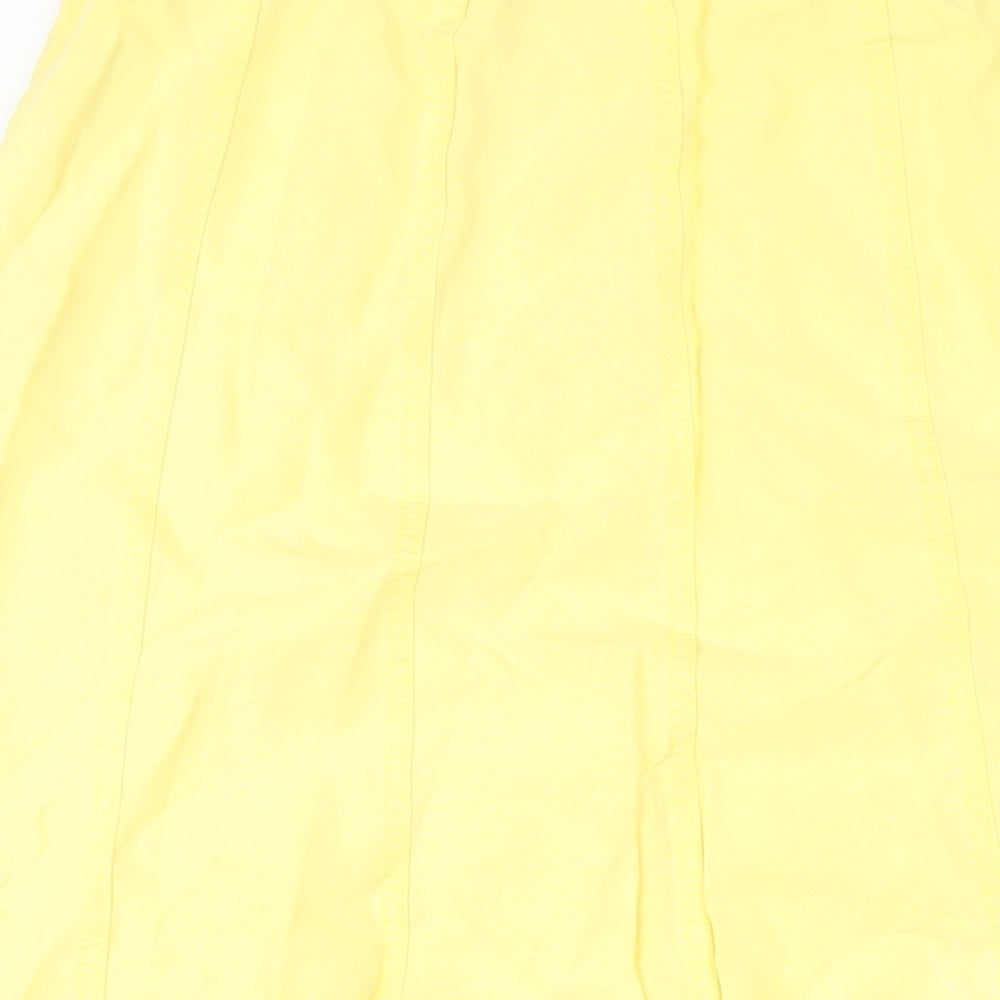 Viyella Womens Yellow Linen A-Line Skirt Size 14 Zip