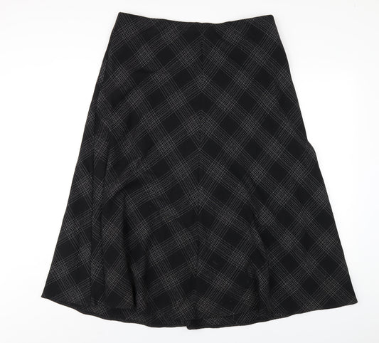 Marks and Spencer Womens Black Plaid Polyester A-Line Skirt Size 16