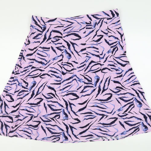 Bonmarché Womens Purple Animal Print Viscose Flare Skirt Size 18 - Elasticated Waist