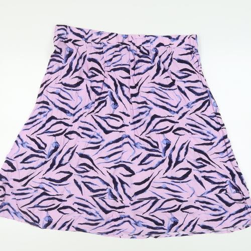 Bonmarché Womens Purple Animal Print Viscose Flare Skirt Size 18 - Elasticated Waist