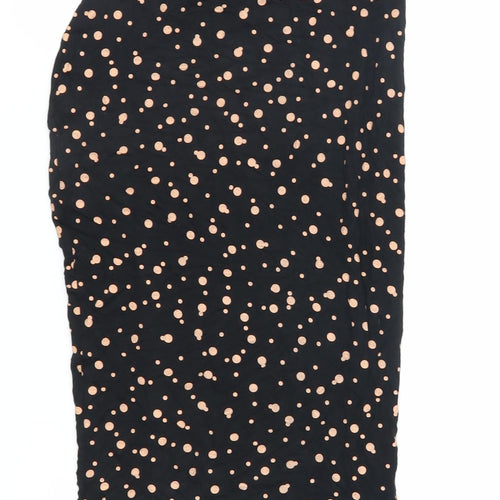 Missguided Womens Black Polka Dot Viscose Straight & Pencil Skirt Size 8 - Elasticated Waist