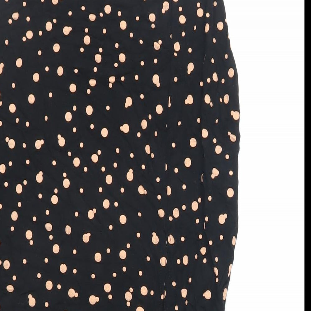 Missguided Womens Black Polka Dot Viscose Straight & Pencil Skirt Size 8 - Elasticated Waist