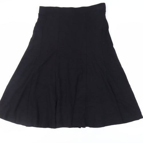 Marks and Spencer Womens Black Viscose Flare Skirt Size 14 - Elasticated Waist