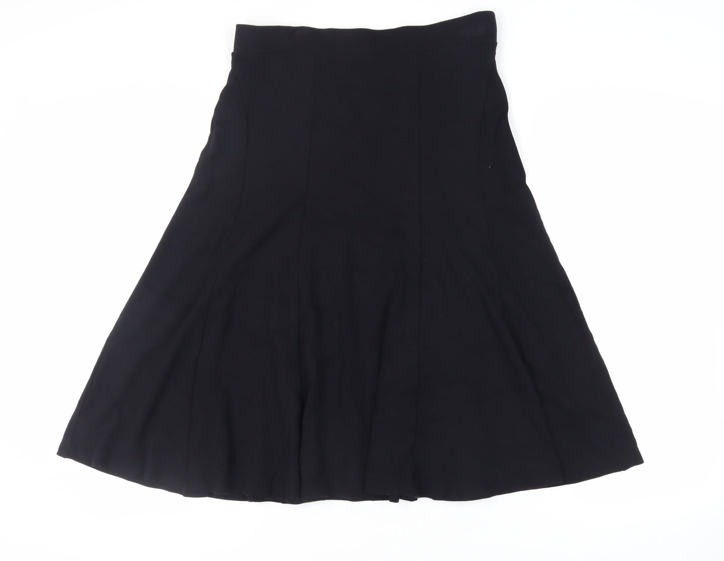 Marks and Spencer Womens Black Viscose Flare Skirt Size 14 - Elasticated Waist