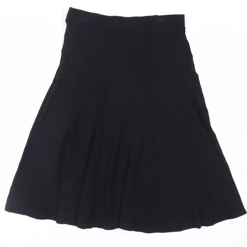 Marks and Spencer Womens Black Viscose Flare Skirt Size 14 - Elasticated Waist