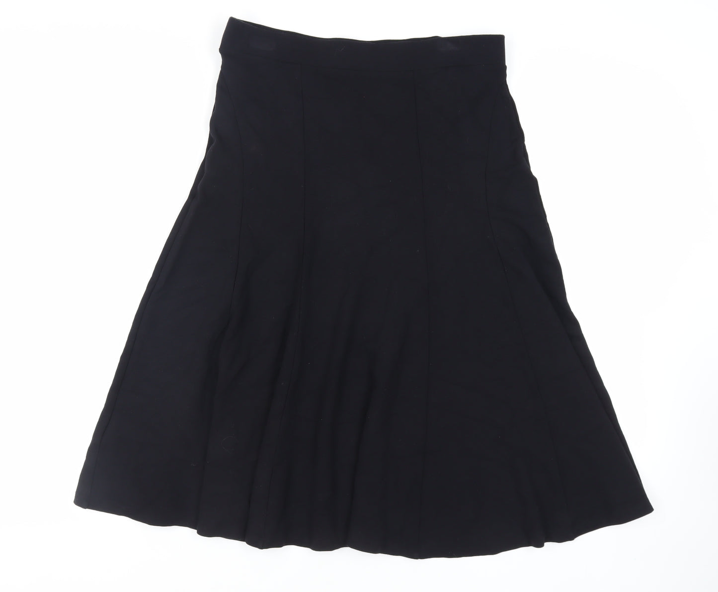 Marks and Spencer Womens Black Viscose Flare Skirt Size 14 - Elasticated Waist