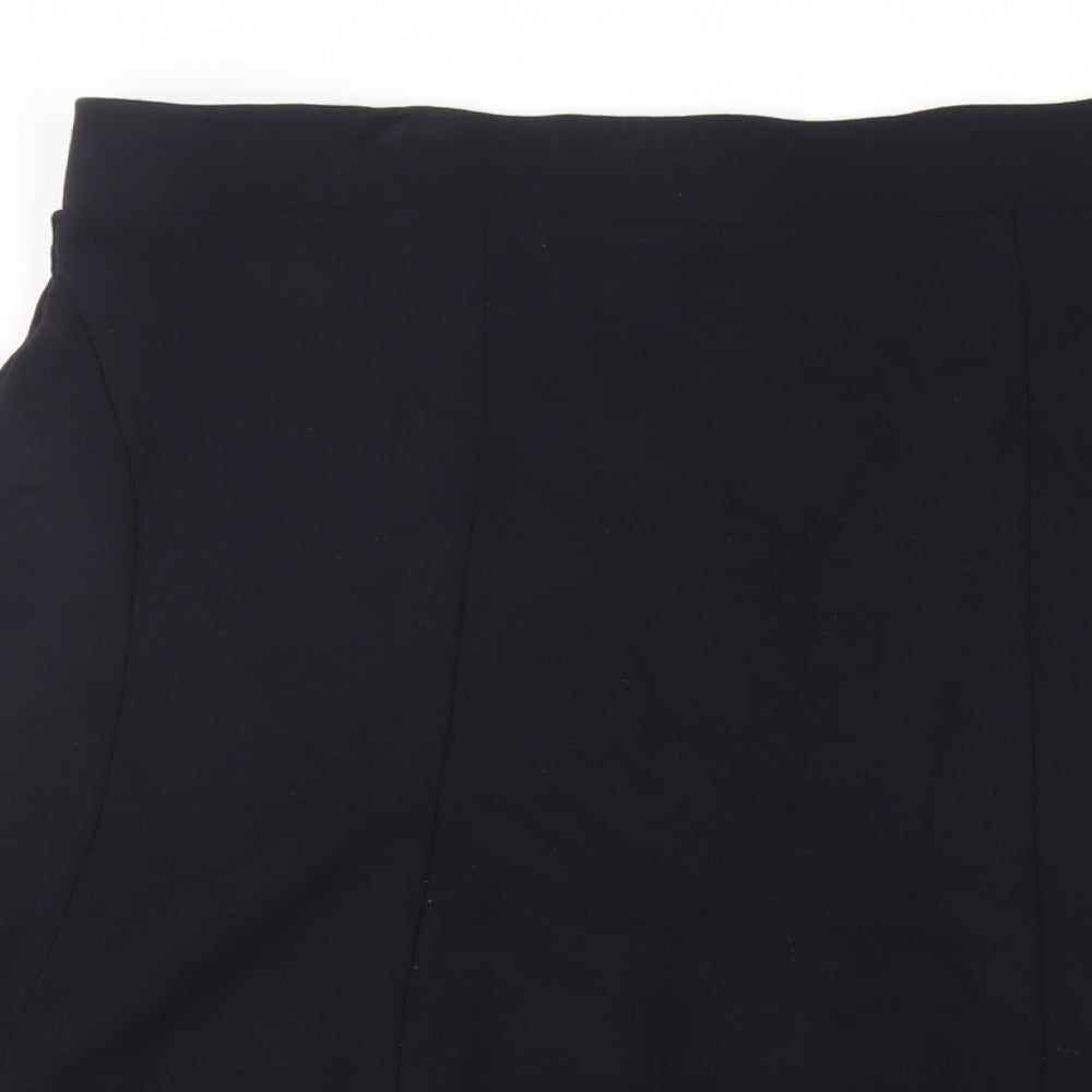 Marks and Spencer Womens Black Viscose Flare Skirt Size 14 - Elasticated Waist