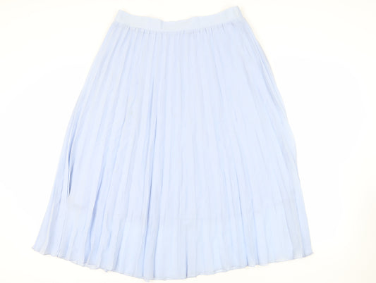 New Look Womens Blue Polyester Pleated Skirt Size 16 - Elasticated Waist