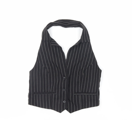 Urban Outfitters Womens Black Striped Jacket Waistcoat Size S Button - Backless