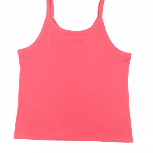 Marks and Spencer Womens Red Cotton Camisole Tank Size 22 Scoop Neck