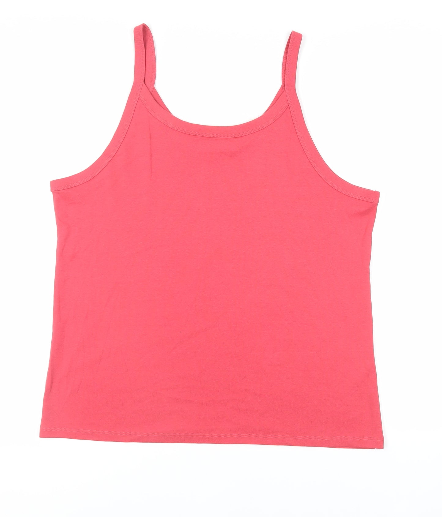 Marks and Spencer Womens Red Cotton Camisole Tank Size 22 Scoop Neck