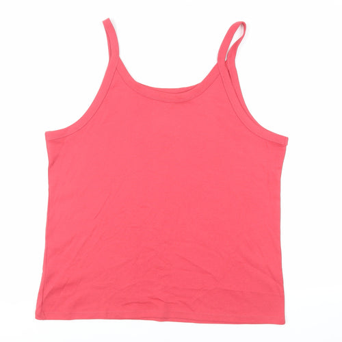 Marks and Spencer Womens Red Cotton Camisole Tank Size 22 Scoop Neck