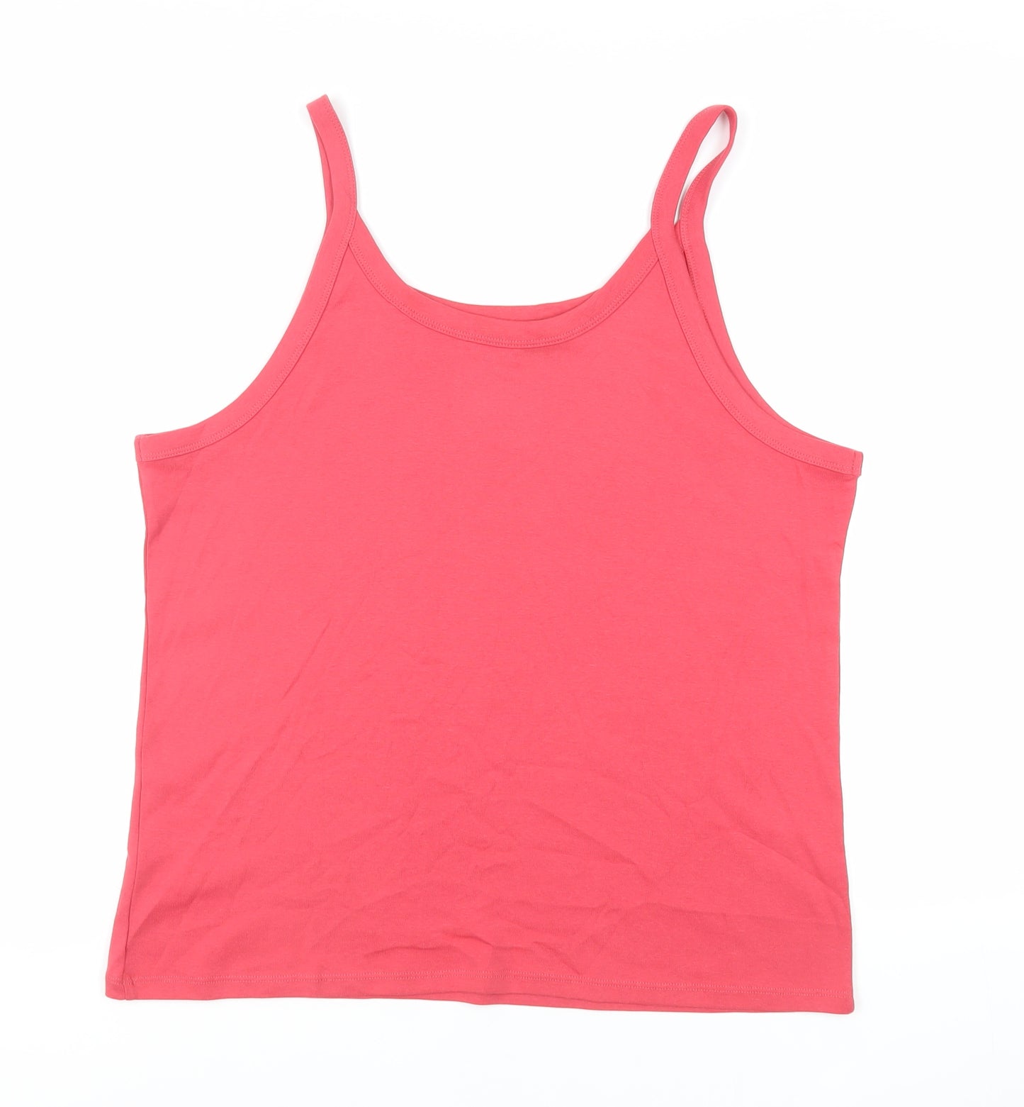 Marks and Spencer Womens Red Cotton Camisole Tank Size 22 Scoop Neck