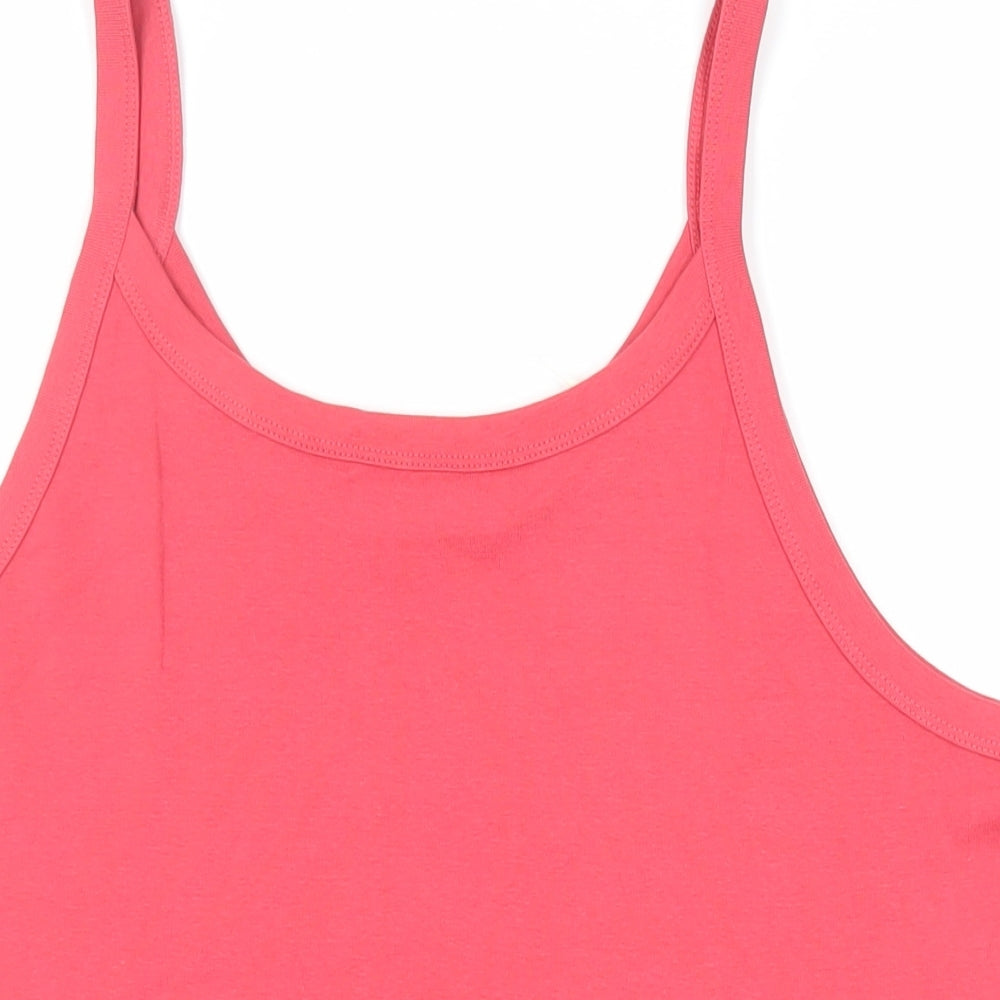 Marks and Spencer Womens Red Cotton Camisole Tank Size 22 Scoop Neck