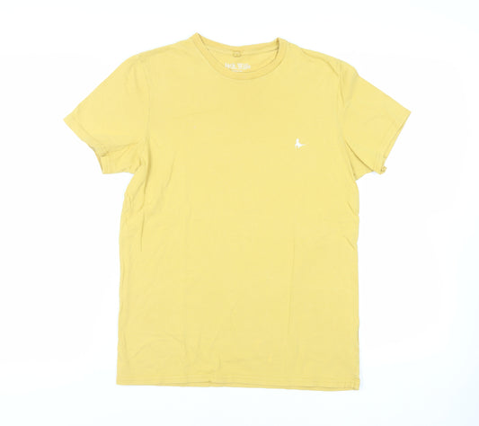 Jack Wills Mens Yellow Cotton T-Shirt Size S Crew Neck