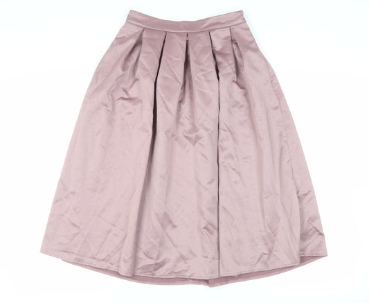 Missguided Womens Pink Polyester A-Line Skirt Size 8 Zip