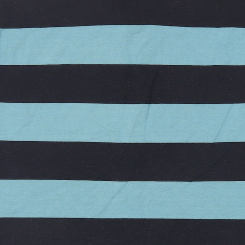 John Lewis Mens Blue Striped Cotton Polo Size L Collared Button