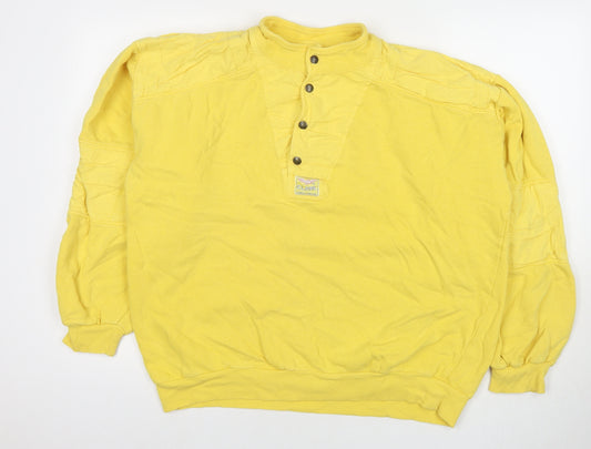 Clark Womens Yellow Cotton Pullover Sweatshirt Size M Snap