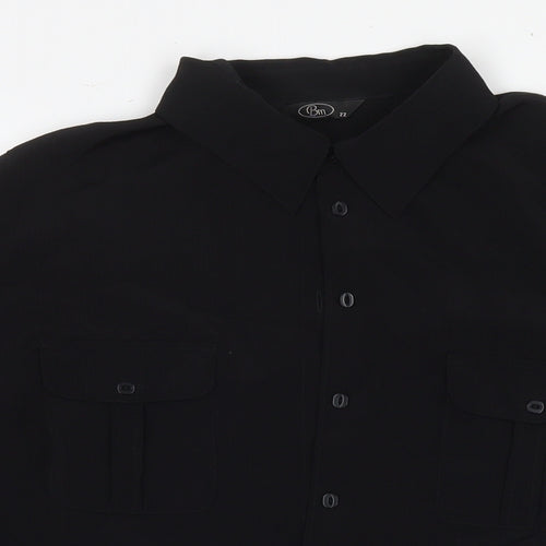 Bonmarché Womens Black Polyester Basic Button-Up Size 22 Collared