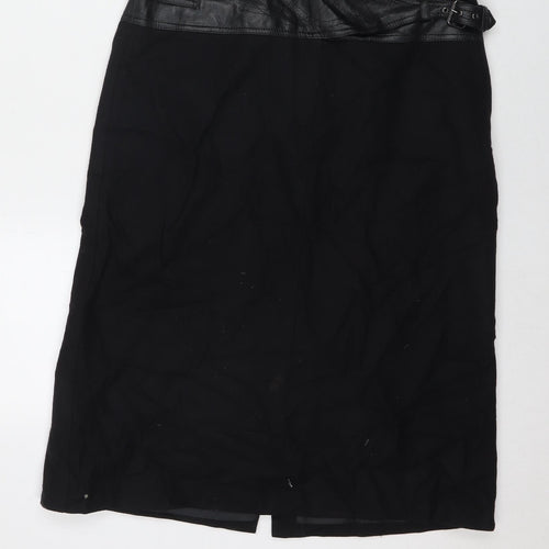 NEXT Womens Black Wool A-Line Skirt Size 14 Zip