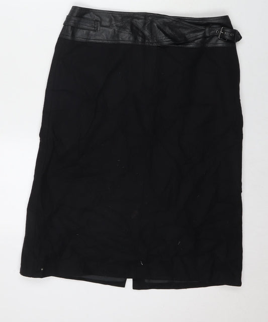 NEXT Womens Black Wool A-Line Skirt Size 14 Zip