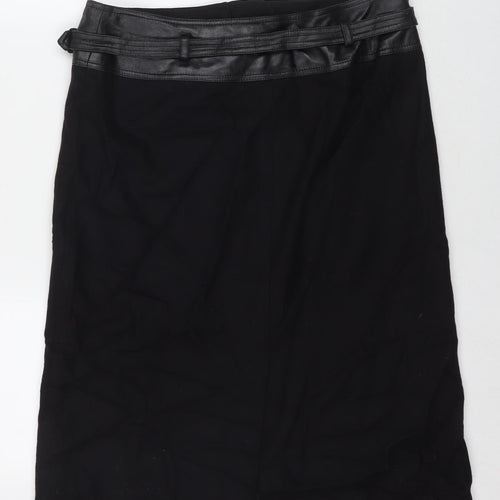 NEXT Womens Black Wool A-Line Skirt Size 14 Zip