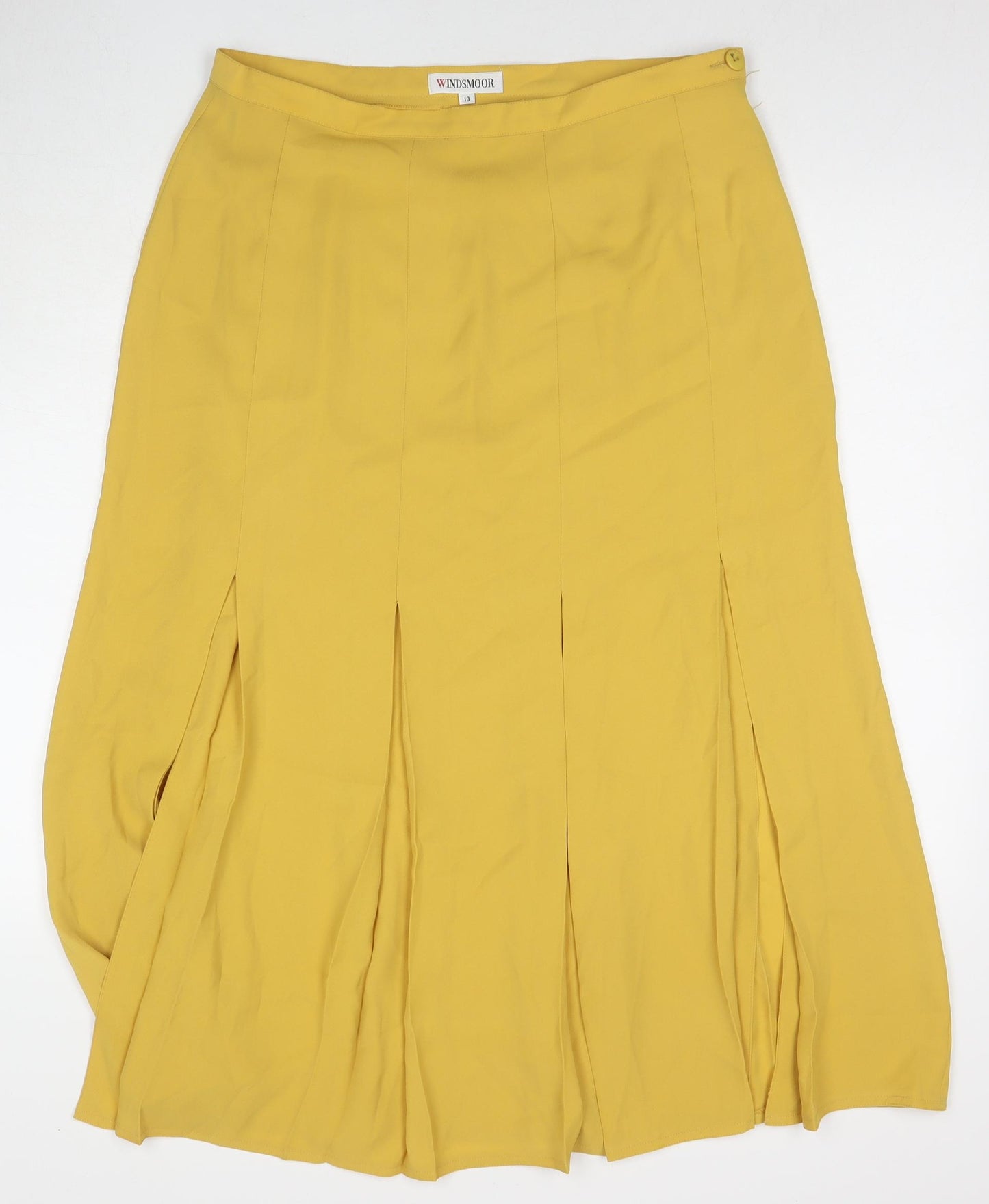 Windsmoor Womens Yellow Polyester Maxi Skirt Size 18 Zip