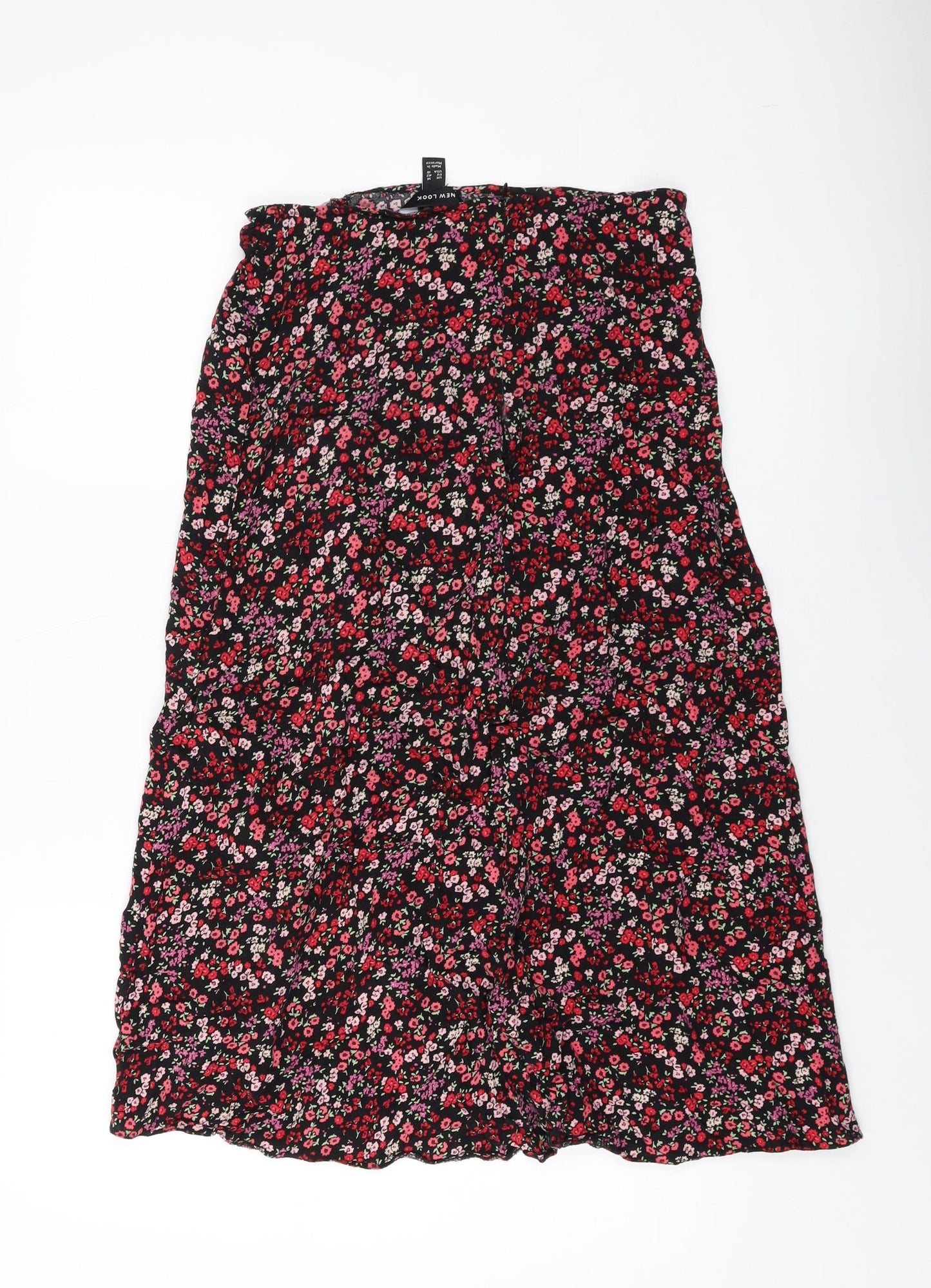 New Look Womens Multicoloured Floral Viscose A-Line Skirt Size 14 Zip