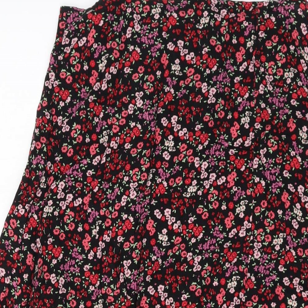 New Look Womens Multicoloured Floral Viscose A-Line Skirt Size 14 Zip