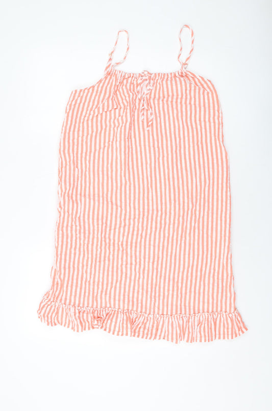 Marks and Spencer Womens Orange Striped Polyester Tank Dress Size 12 Round Neck Pullover