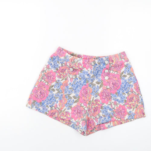 Zara Womens Multicoloured Floral Polyester Basic Shorts Size L L3 in Regular Pull On