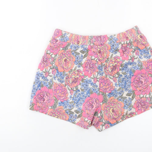 Zara Womens Multicoloured Floral Polyester Basic Shorts Size L L3 in Regular Pull On