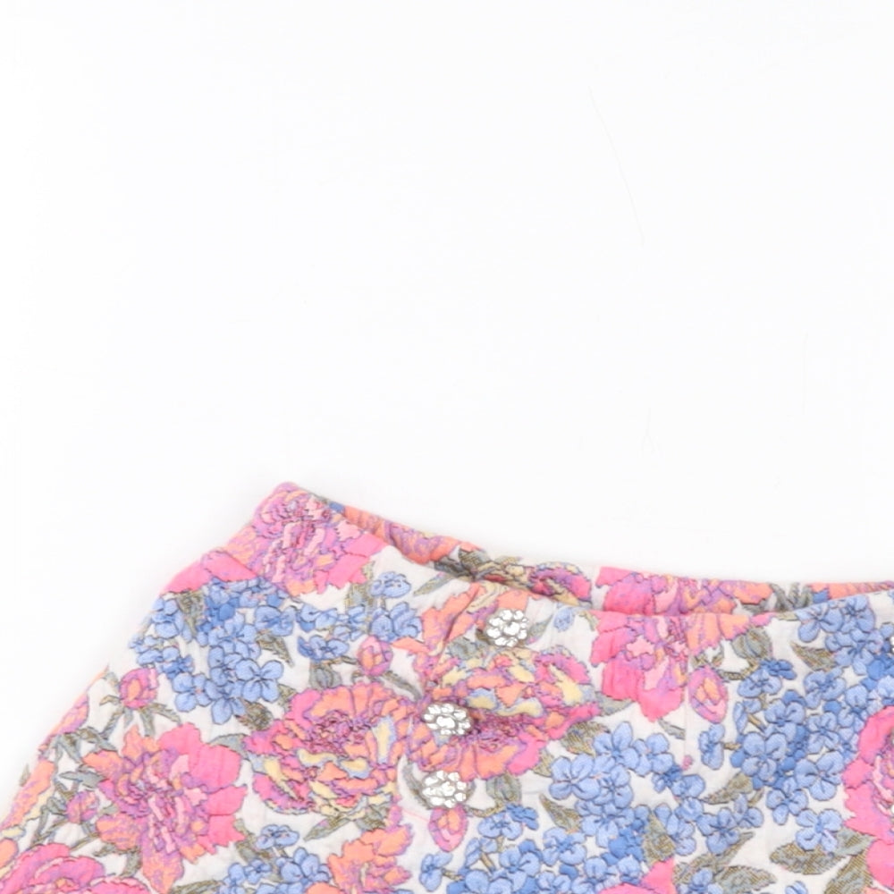 Zara Womens Multicoloured Floral Polyester Basic Shorts Size L L3 in Regular Pull On