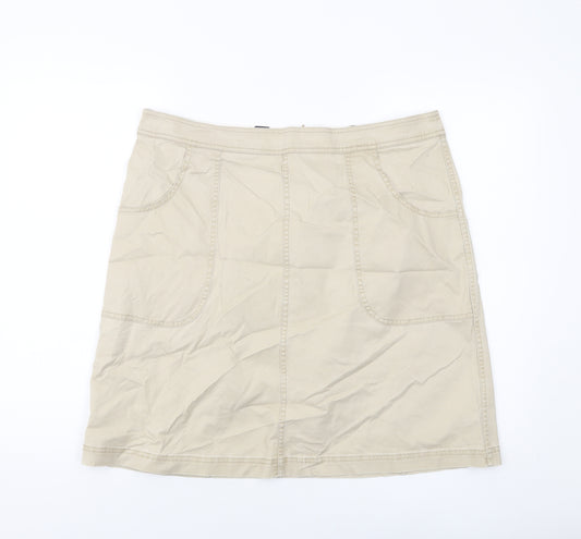 Boden Womens Beige Cotton A-Line Skirt Size 16 Zip