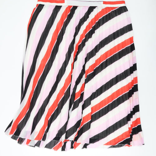 Marks and Spencer Womens Multicoloured Striped Polyester Pleated Skirt Size 22