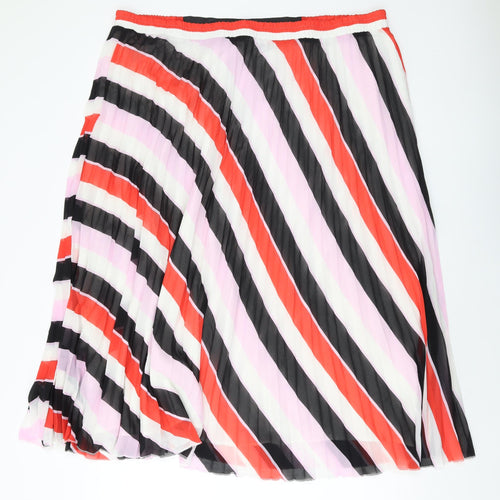 Marks and Spencer Womens Multicoloured Striped Polyester Pleated Skirt Size 22