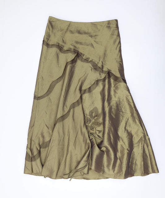 Per Una Womens Green Polyester A-Line Skirt Size 14 Zip