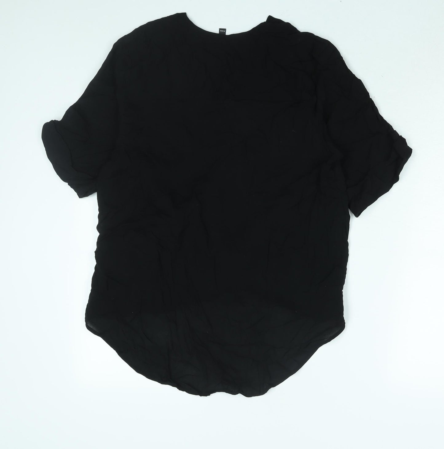 Topshop Womens Black Viscose Basic Blouse Size 6 V-Neck - Twist Detail