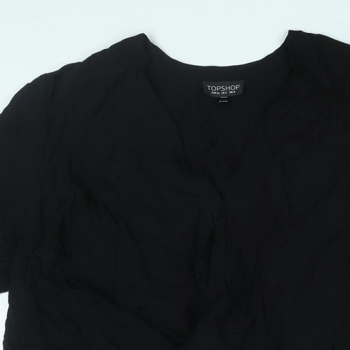 Topshop Womens Black Viscose Basic Blouse Size 6 V-Neck - Twist Detail