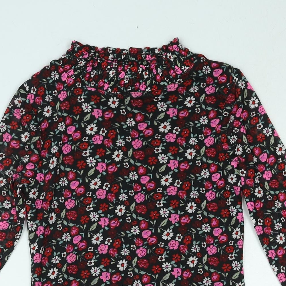 Marks and Spencer Girls Multicoloured Floral Polyester Shift Size 9-10 Years Mock Neck Pullover