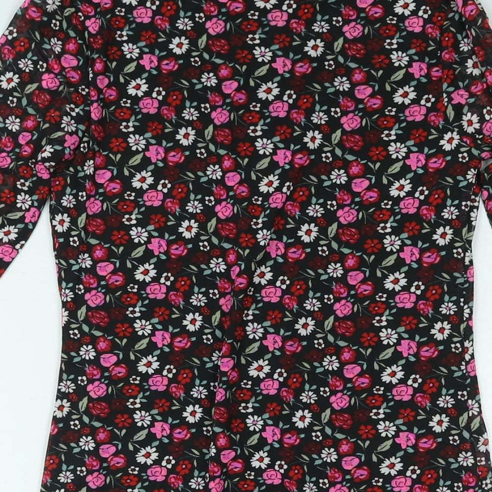 Marks and Spencer Girls Multicoloured Floral Polyester Shift Size 9-10 Years Mock Neck Pullover