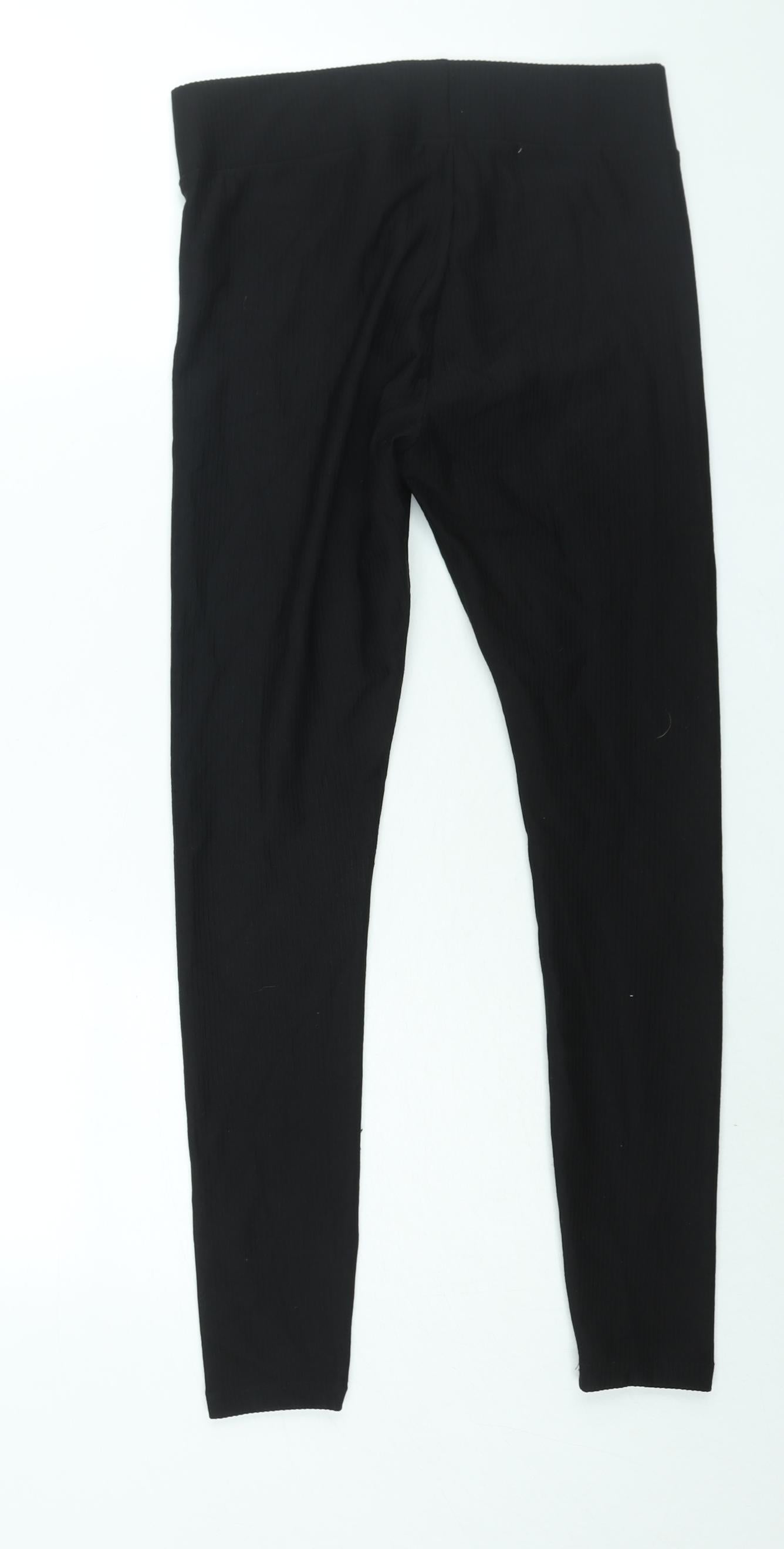 New Look Womens Black Polyester Cropped Leggings Size 10 L28 in