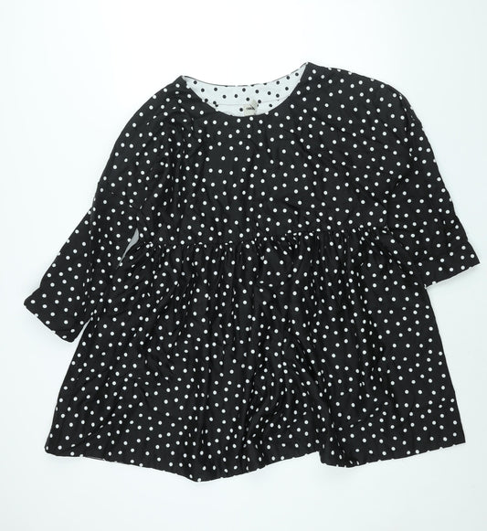 ASOS Womens Black Polka Dot Polyester A-Line Size 12 Round Neck Pullover