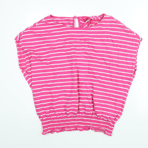 NEXT Womens Pink Striped Cotton Basic Blouse Size 20 Round Neck