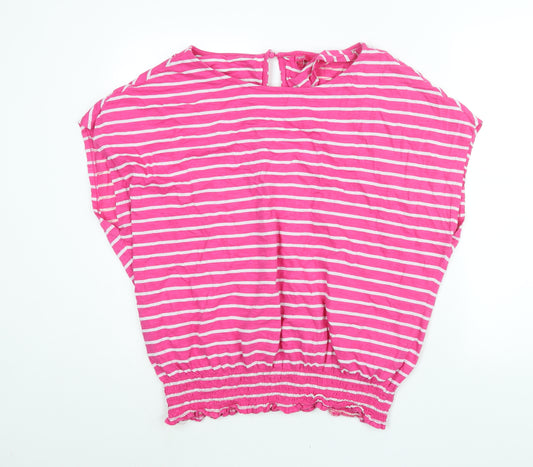 NEXT Womens Pink Striped Cotton Basic Blouse Size 20 Round Neck