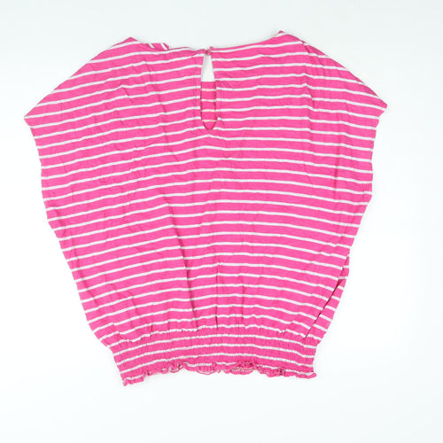 NEXT Womens Pink Striped Cotton Basic Blouse Size 20 Round Neck