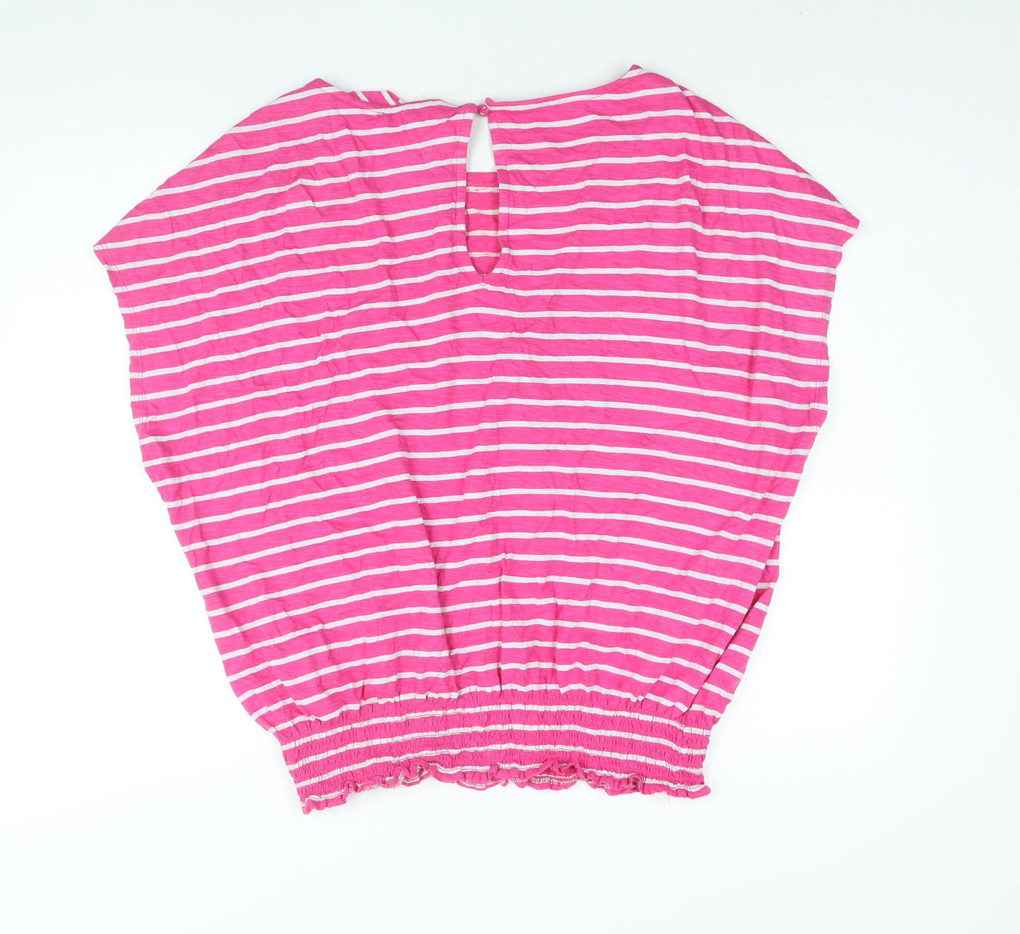 NEXT Womens Pink Striped Cotton Basic Blouse Size 20 Round Neck