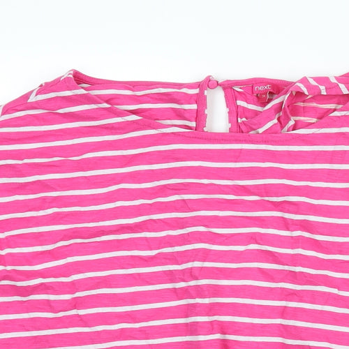 NEXT Womens Pink Striped Cotton Basic Blouse Size 20 Round Neck